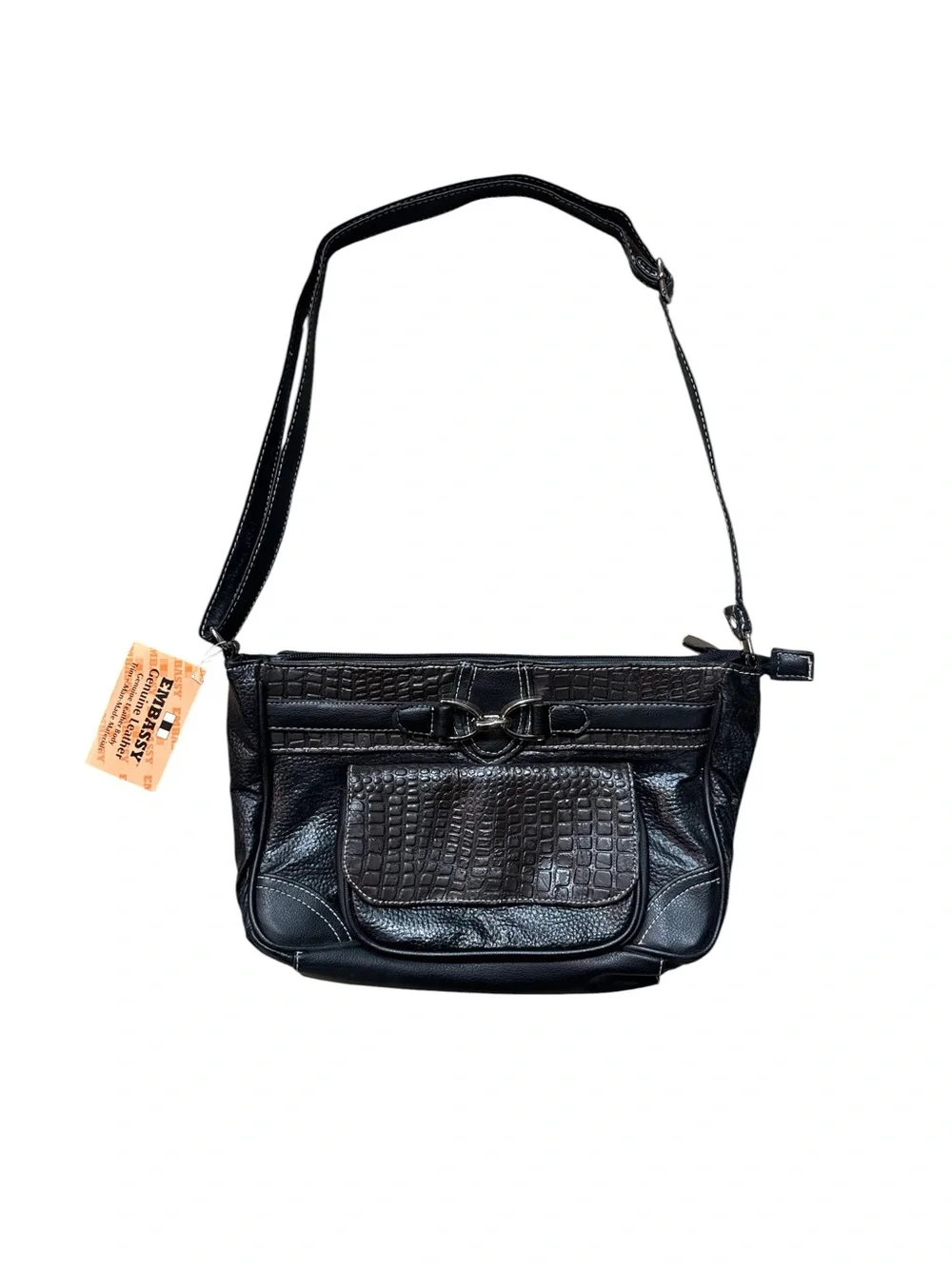 Vintage Y2K NOS Embassy Genuine Leather Shoulder Bag Reptile Print Shoulder Bag